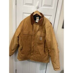Carhartt Brown Work Jacket with Corduroy Collar Size 46